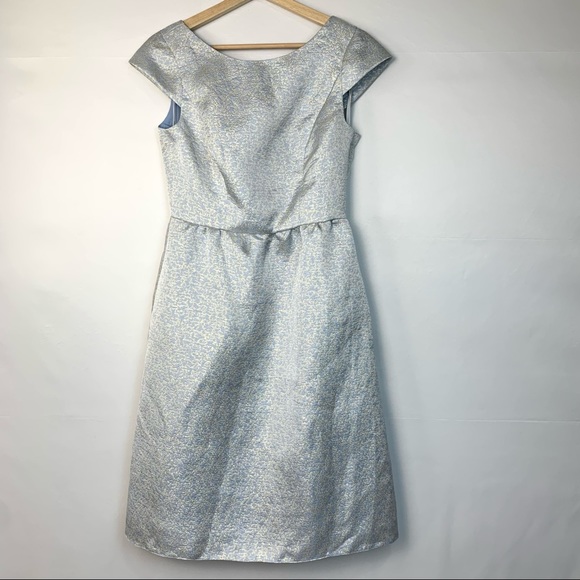 NWT Dessy Collection Bateau Neck Cap Sleeve Cocktail Dress Cloudy Gold 4 - Picture 7 of 13